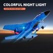 Glider Fighter RC Plane Remote Control 2.4 GHz Easy Fly 2 Channels Auto Gyro Beginner Kids Men Blue Toy Outdoor Hobby Durable Gift