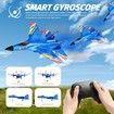 Glider Fighter RC Plane Remote Control 2.4 GHz Easy Fly 2 Channels Auto Gyro Beginner Kids Men Blue Toy Outdoor Hobby Durable Gift