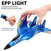 Glider Fighter RC Plane Remote Control 2.4 GHz Easy Fly 2 Channels Auto Gyro Beginner Kids Men Blue Toy Outdoor Hobby Durable Gift