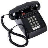 Traditional Red Landline Phone,Retro Corded Telephone with Message Indicator,Classic 2500 Analog Desk Phone,Vintage Corded Desk Telephone Large Button,Old Red Telephone Landline (Black)