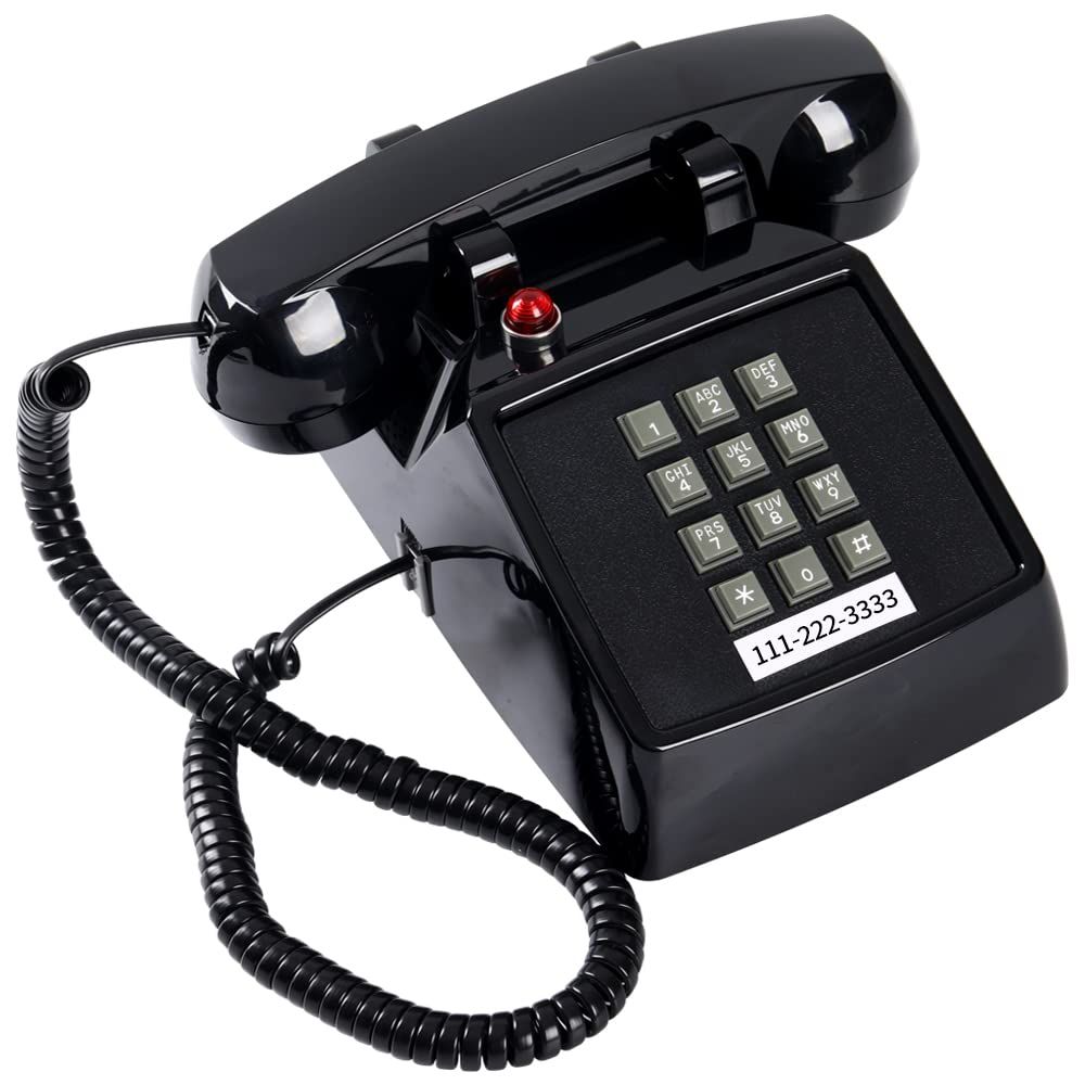 Traditional Red Landline Phone,Retro Corded Telephone with Message Indicator,Classic 2500 Analog Desk Phone,Vintage Corded Desk Telephone Large Button,Old Red Telephone Landline (Black)