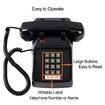 Traditional Red Landline Phone,Retro Corded Telephone with Message Indicator,Classic 2500 Analog Desk Phone,Vintage Corded Desk Telephone Large Button,Old Red Telephone Landline (Black)