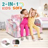 Kids Flip Out Sofa Convertible Couch Lounge Chair Fold Comfy Toddler Bed 2 Seater Childrens Armchair Storage Glow in The Dark
