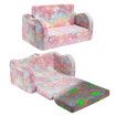 Kids Flip Out Sofa Convertible Couch Lounge Chair Fold Comfy Toddler Bed 2 Seater Childrens Armchair Storage Glow in The Dark