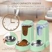 2 Pack Automatic Cat Feeder and Water Dispenser with Stainless Steel Bowl Dog Gravity Food Feeder and Waterer for Small Medium Pets Puppy Kitten(Green)