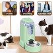 2 Pack Automatic Cat Feeder and Water Dispenser with Stainless Steel Bowl Dog Gravity Food Feeder and Waterer for Small Medium Pets Puppy Kitten(Green)