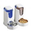 2 Pack Automatic Cat Feeder and Water Dispenser with Stainless Steel Bowl for Small Medium Pets Puppy Kitten in White