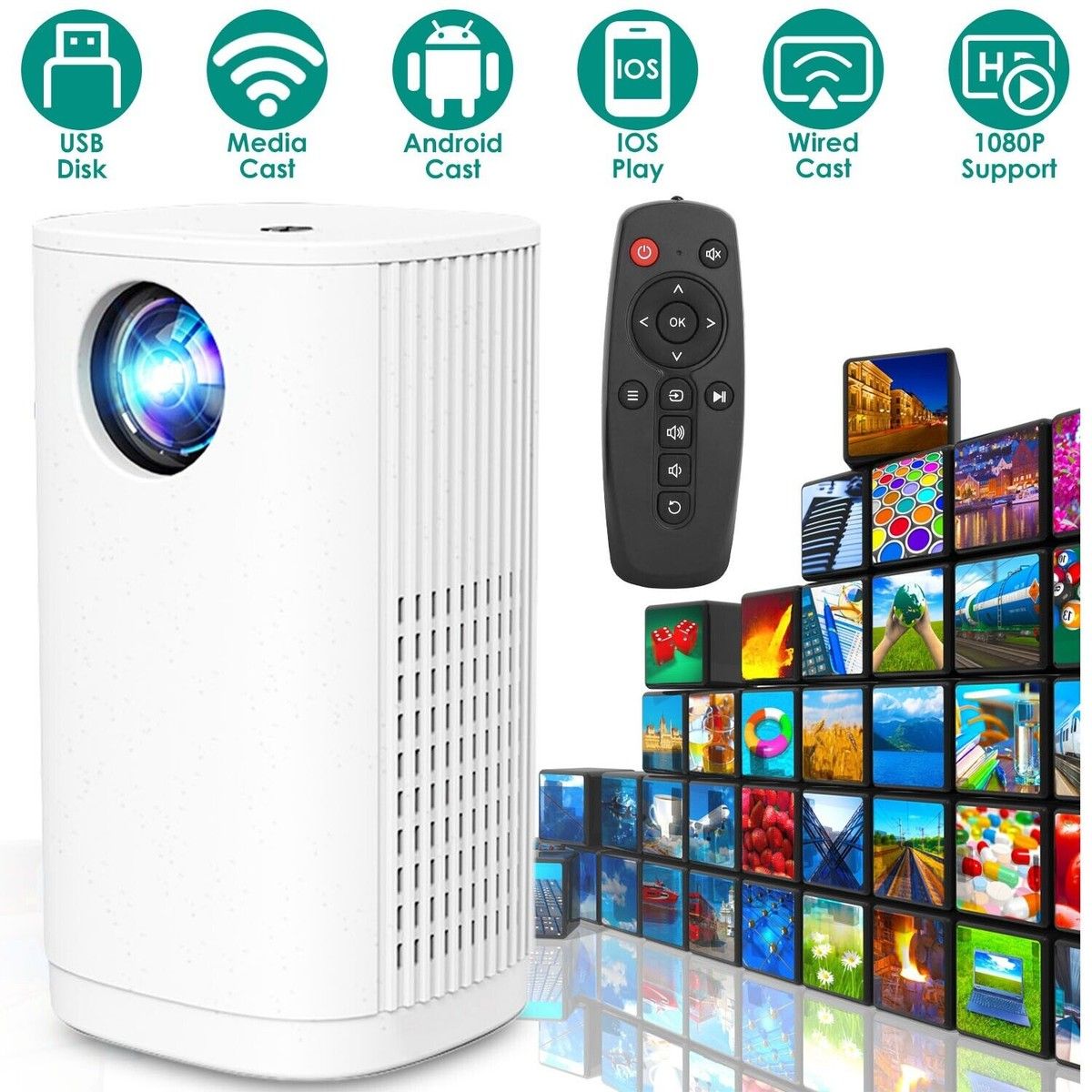 1080P Portable Projector 2.4G WiFi Phone Movie Projector Mini Video Home Theater Cinema Projectors