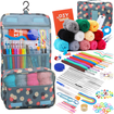 120pcs Crochet Kit for Beginners DIY handcraft knitting Including Crochet acrylic Yarn TPR hooks set storage bag