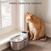 Wireless Cat Water Fountain Stainless Steel Battery Operated 3L Automatic Water Dispenser with 120 Degree Intelligent Sensor for Cats and Dogs
