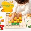 120pcs 3D Wooden Pattern Blocks, Wooden Mosaic Color Shapes Puzzle Montessori Toys, Tangram Toys, Sorting and Stacking Games