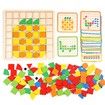 120pcs 3D Wooden Pattern Blocks, Wooden Mosaic Color Shapes Puzzle Montessori Toys, Tangram Toys, Sorting and Stacking Games