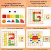120pcs 3D Wooden Pattern Blocks, Wooden Mosaic Color Shapes Puzzle Montessori Toys, Tangram Toys, Sorting and Stacking Games