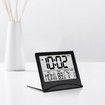 Digital Travel Alarm Clock, Foldable Calendar and Temperature and Timer LCD Clock with Snooze Mode, Large Number Display, Battery Operated, Compact Desk Clock for All Ages (Black)