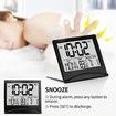 Digital Travel Alarm Clock, Foldable Calendar and Temperature and Timer LCD Clock with Snooze Mode, Large Number Display, Battery Operated, Compact Desk Clock for All Ages (Black)