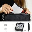 Digital Travel Alarm Clock, Foldable Calendar and Temperature and Timer LCD Clock with Snooze Mode, Large Number Display, Battery Operated, Compact Desk Clock for All Ages (Black)