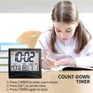 Digital Travel Alarm Clock, Foldable Calendar and Temperature and Timer LCD Clock with Snooze Mode, Large Number Display, Battery Operated, Compact Desk Clock for All Ages (Black)