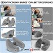 Neck Pillow for Travel Inflatable Airplane Pillow Comfortably Supports Head, Neck and Chin, Inflatable Travel Pillow with Soft Velour Cover and Portable Drawstring Bag (Grey)