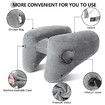 Neck Pillow for Travel Inflatable Airplane Pillow Comfortably Supports Head, Neck and Chin, Inflatable Travel Pillow with Soft Velour Cover and Portable Drawstring Bag (Grey)