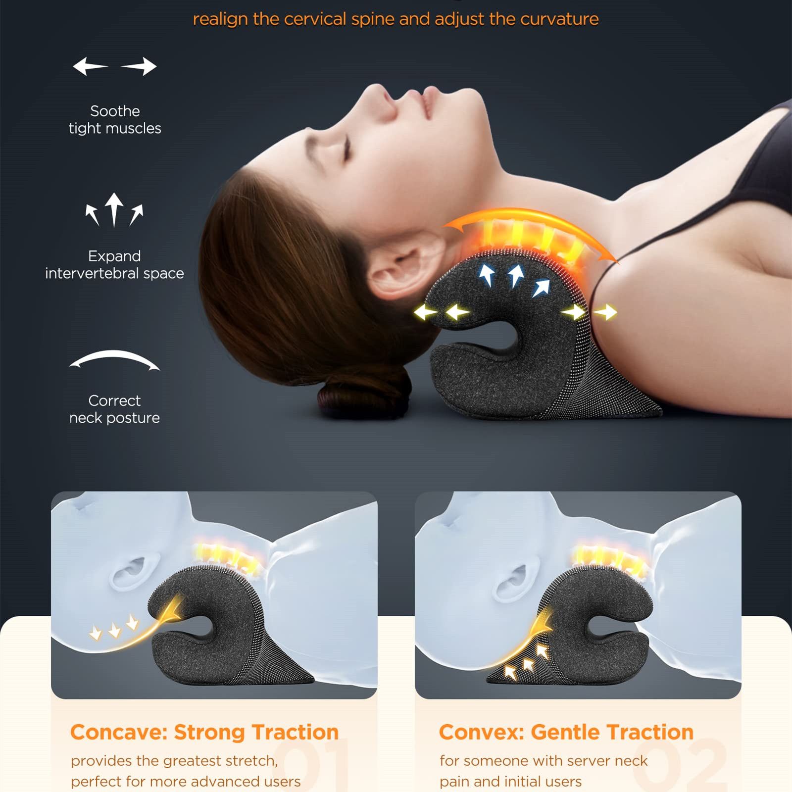 Heated Neck Stretcher Heating Pad With Magnetic Pillow Case Neck And