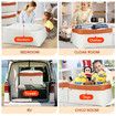 2 Layer Storage Bag Container Foldable Clothes Organiser Closet Wardrobe Garment Blanket Travel Clothing Bin 140L with Handle