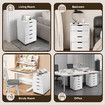 5 Drawer File Cabinet Mobile Filing Document Organiser Chest Home Office Storage Cupboard Printer Stand White 40x38x68cm
