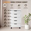 5 Drawer File Cabinet Mobile Filing Document Organiser Chest Home Office Storage Cupboard Printer Stand White 40x38x68cm
