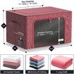 Storage Bins with Metal Frame - Stackable & Foldable Clothes Organizer Bags with Clear Window & Carry Handles Organization for Clothing(Red)