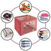 Storage Bins with Metal Frame - Stackable & Foldable Clothes Organizer Bags with Clear Window & Carry Handles Organization for Clothing(Red)