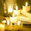 6pcs Solar Power Tea Lights Outdoor Candle Flameless Flicker IP65 Waterproof Rechargeable LED Candles with Dusk to Dawn Sensor for Lantern Garden Camping Party Home Decorations, 5 x 5 cm