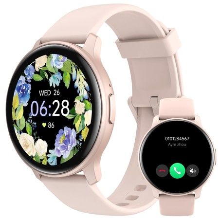 Smartwatch AI Voice Control Calls Quick Text Reply Women Men Android iPhone Fitness Tracker Health Monitor Pink