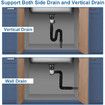 Bathroom Sink Drain Kit: Flex drain Kit with Flexible and Expandable P trap Sink Drain Pipe, Snappy Trap with Built in Anti-clogging Stopper, for 1-1/4 inch and 1-1/2 inch Drain Hole, RV Sink Drain