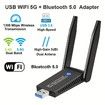 AC1300Mbps USB Wifi Dongle for PC,2 Antennas USB Wifi Adapter,Dual Band 5dBi 5GHz USB Wifi Computer Internet Adapter for PC/Tablet/Laptop Support Window and IOS