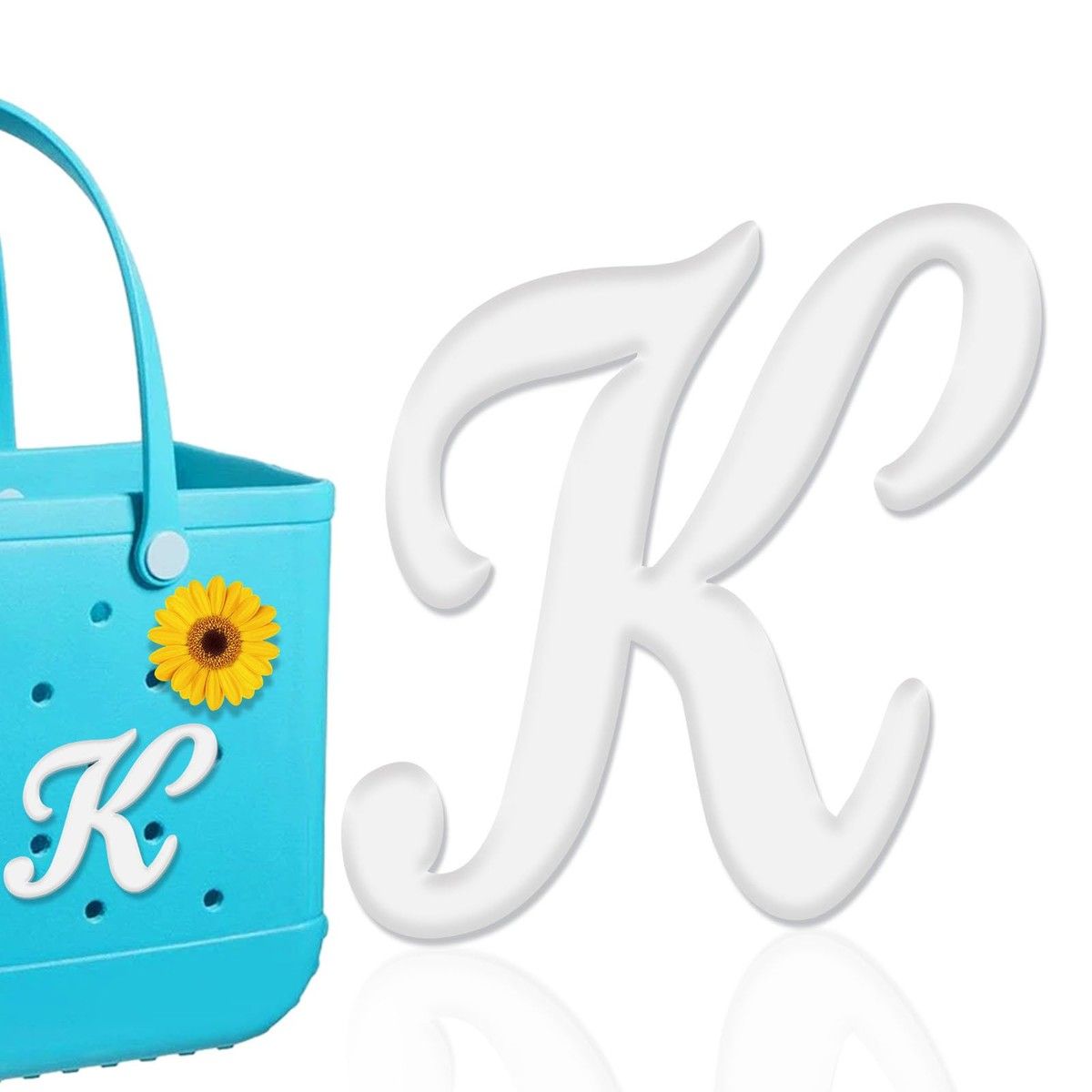 Letter Charms for Bogg Bag,Alphabet Lettering Accessories Charms Compatible with Bogg Bag Original All Models,Insert Decorative Letter for Handbag Beach Tote Bag (K)