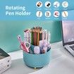Desk Organizer, 360 Degree Rotating Pen Holder for Desk, Desk Organizers and Accessories with 5 Compartments Pencil Organizer, Art Supply Storage Box Caddy for Office, Home, Light Blue