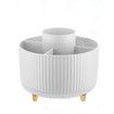 Desk Organizer, 360 Degree Rotating Pen Holder for Desk, Desk Organizers and Accessories with 5 Compartments Pencil Organizer, Art Supply Storage Box Caddy for Office, Home, White