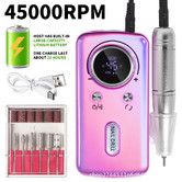 45000RPM Electric Nail Drill Machine Professional Nail Drills for Gel Nails Polish Rechargeable Portable Nail File Manicure Tool Color Purple