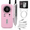 45000RPM Electric Nail Drill Machine Professional Nail Drills for Gel Nails Polish Rechargeable Portable Nail File Manicure Tool Color Pink