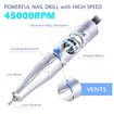 45000RPM Nail Drill Machine Rechargeable Nail File Nails Accessories Gel Nail Polish Sander Professional Tool Manicure Set Color White