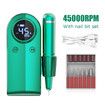 45000RPM Nail Drill Machine Rechargeable Nail File Nails Accessories Gel Nail Polish Sander Professional Tool Manicure Set Color Green