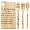Bonus Mom Cutting Board Set Bamboo Chopping Board EcoFriendly Chef Mothers Day Gifts Birthday Female Sister Anniversary Christmas Kitchen Present