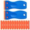 2 Pcs Plastic Razor Blade Scraper and 12 Pcs Blades,Remove Label Decal Tool,Forwithout Scratches Plastic Razor Blade Scraper,Adhesive Remover