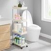 Slim Space-saving Rolling Storage Cart Laundry Room Organization 4 Tiers Shelf Organizer Rack Wheels Bathroom Kitchen Small Dorm Narrow Space White