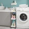 Slim Space-saving Rolling Storage Cart Laundry Room Organization 4 Tiers Shelf Organizer Rack Wheels Bathroom Kitchen Small Dorm Narrow Space White