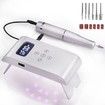 2 in 1 Portable Electric Nail Drill 35000 RPM Electrical Professional Nail File Kit, Nail Dryer UV Lamp Manicure for Acrylic, Gel Nails-Silver