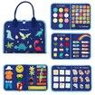 Busy Board Montessori Toys for Bithday Gift 7in1 Preschool Learning Activities with Life Skill,ABC,123,Shape,Color,Animal,Weather,Travel Toys