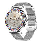 New Ladies Women Diamond  Smart Watch Bluetooth Call 1.27inch 360*360 HD Screen Sports Body Monitor Smartwatch For Android IOS Color Silver