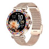 New Ladies Women Diamond  Smart Watch Bluetooth Call 1.27inch 360*360 HD Screen Sports Body Monitor Smartwatch For Android IOS Color Gold