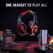Gaming Headset for PS4 PS5 One Switch PC with Noise Canceling Mic, Deep Bass Stereo Sound Red