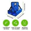 6-Cup Holder with Handle for Cup Caddy Portable Drink Carrier or Cans Reusable, Folds Flat, Carry Coffee, Hot and Cold Beverages (Blue-Cup Not Included)